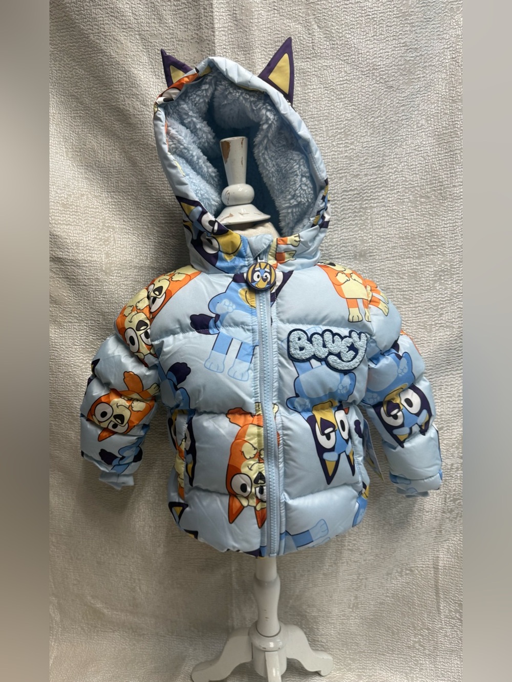 Bluey Cartoon Puppy Puffer Jacket with Hood size 2T